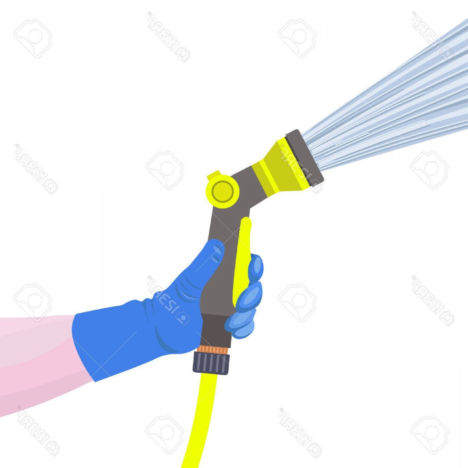 1560x1560 Photostock Vector Hand Holds The Garden Watering Hose With Water