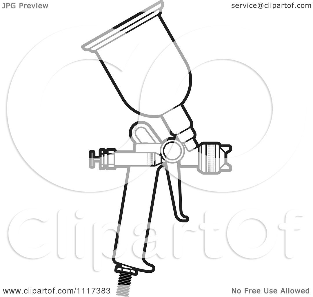 1080x1024 Clipart Of An Outlined Spray Painting Gun