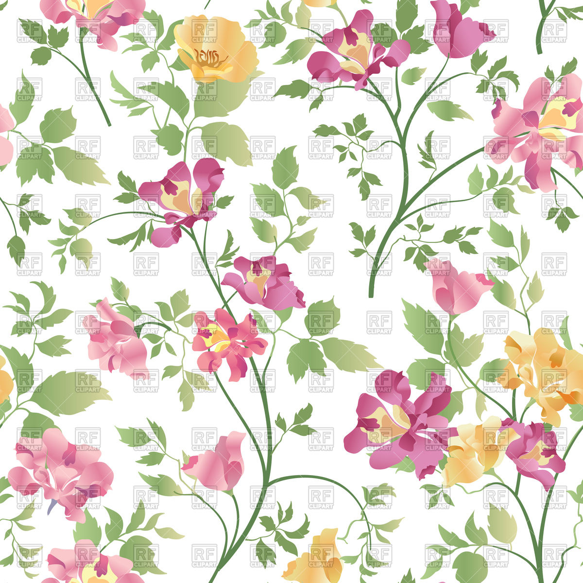 1200x1200 Floral Seamless Pattern With Blossom Flowers