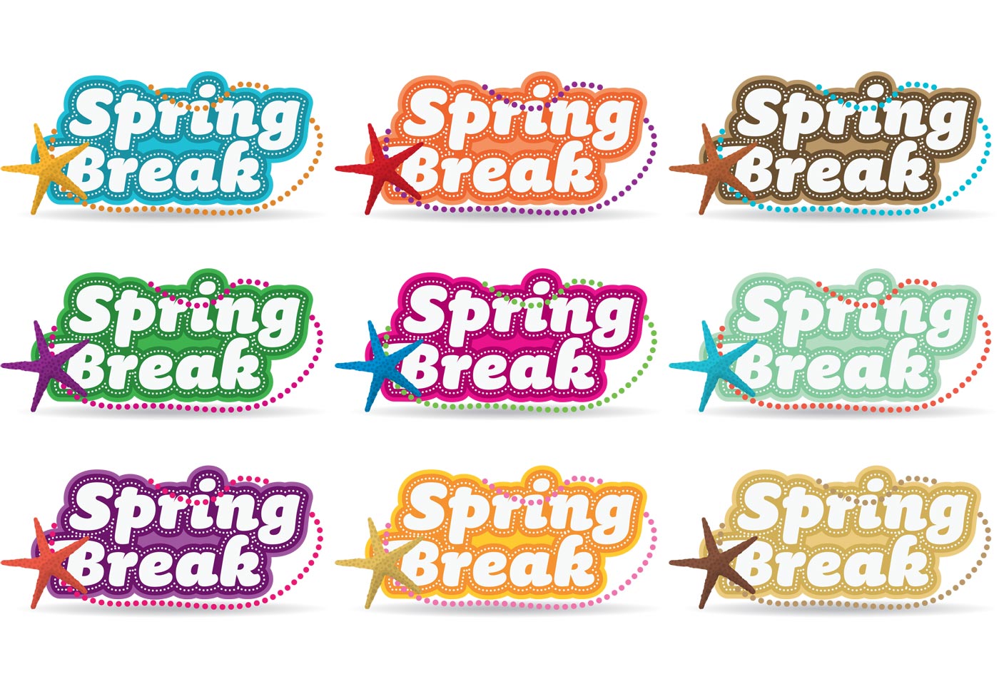 1400x980 Spring Break Typography Free Vector Art
