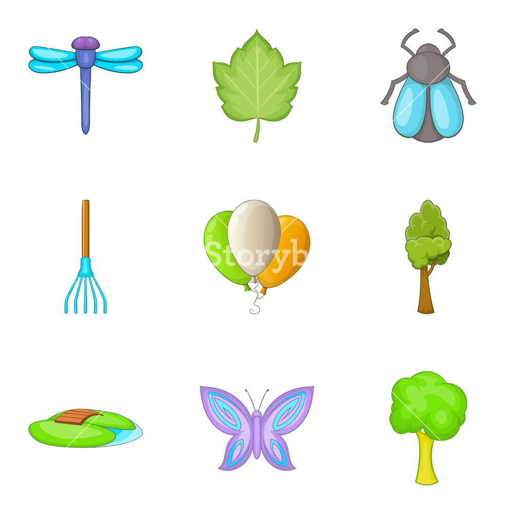 1000x1000 Spring Break Icons Set Cartoon Set Of Spring Break Vector Icons