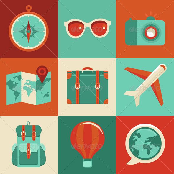590x590 Travel Icons In Flat Style Fonts Logos Icons Travel Icon