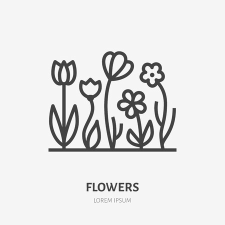 450x450 Spring Flowers Flat Line Icon Vector Thin Sign Of Gardening