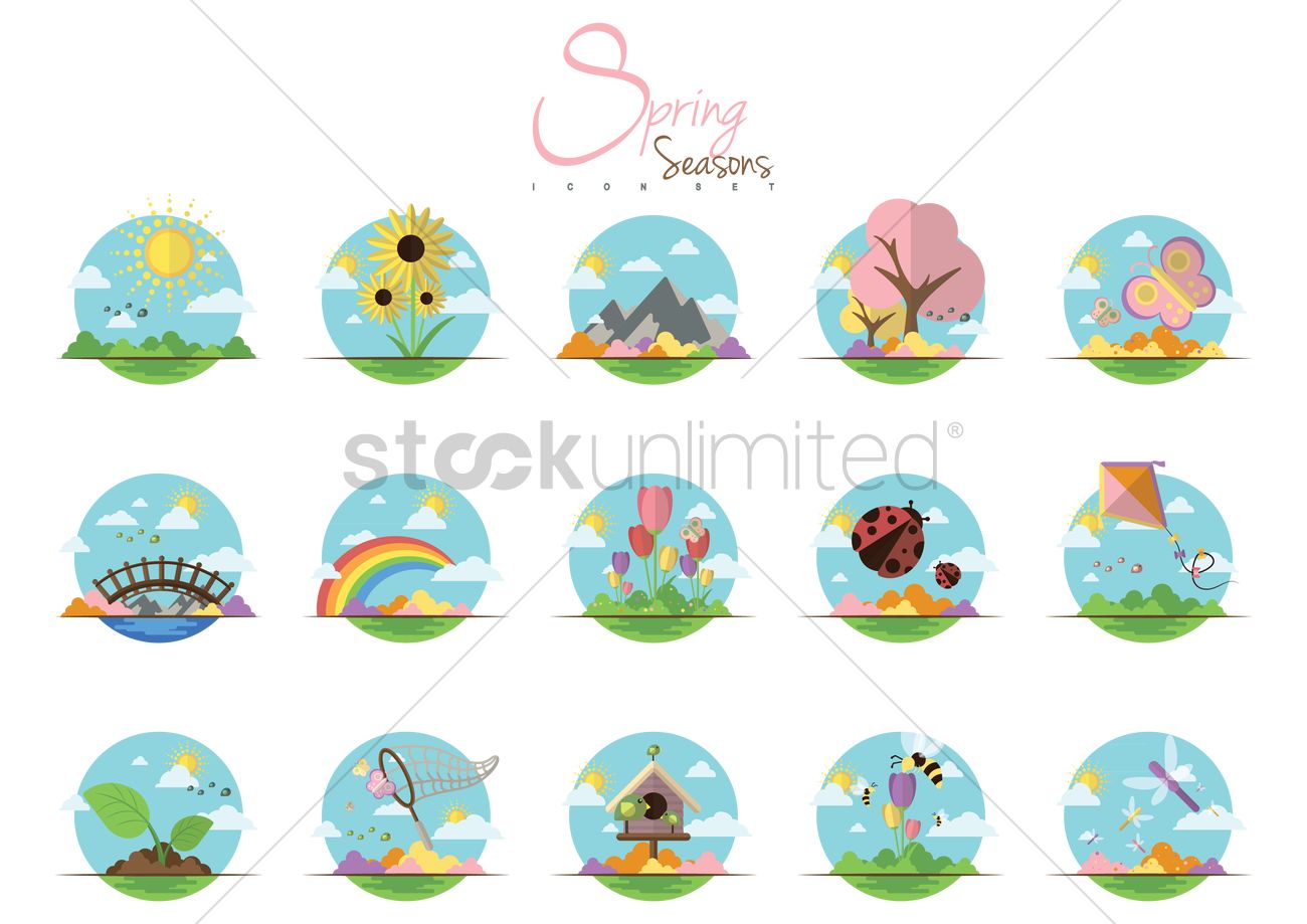 1300x919 Spring Icons Vector Image