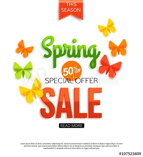 Spring Sale Banner With Paper Butterfly Spring Sale Background 455x500 Spring Sale Banner With Paper Butterfly Spring Sale Background