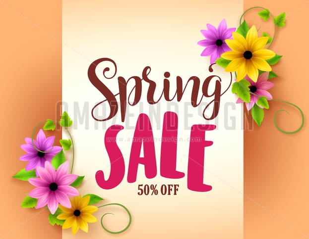 Spring Sale Vector Banner Design With Colorful Flowers 623x483 Spring Sale Vector Banner Design With Colorful Flowers