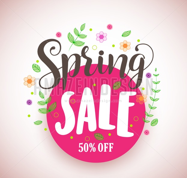 Spring Sale Vector Design Promotional Banner In Pink Circle 623x594 Spring Sale Vector Design Promotional Banner In Pink Circle