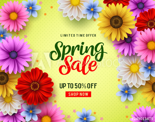 Spring Sale Vector Banner With Colorful Chrysanthemum And Daisy 500x394 Spring Sale Vector Banner With Colorful Chrysanthemum And Daisy