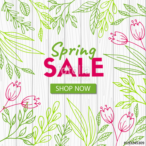 Spring Sale Vector Discount Template Flowers On Wooden 500x500 Spring Sale Vector Discount Template Flowers On Wooden