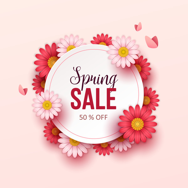 Cute Flower Frame With Spring Sale Background Vector Free Download 600x600 Cute Flower Frame With Spring Sale Background Vector Free Download