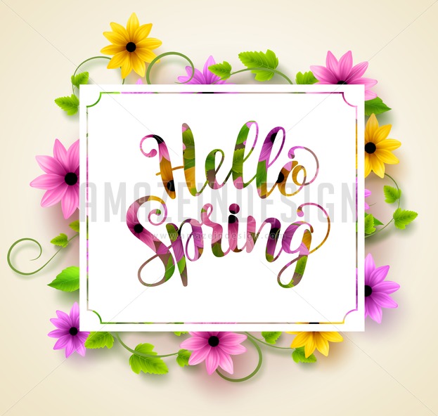 Hello Spring Vector Background Design With Typography 623x592 Hello Spring Vector Background Design With Typography