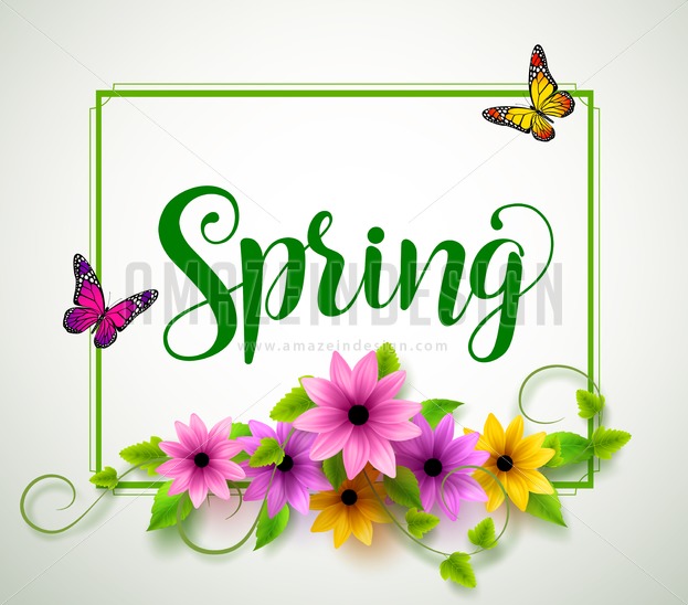 Spring Vector Typography With Colorful Flowers And Leaves 623x548 Spring Vector Typography With Colorful Flowers And Leaves