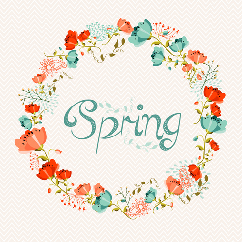 Beautiful Wreath Spring Vector Background Free Download 500x500 Beautiful Wreath Spring Vector Background Free Download