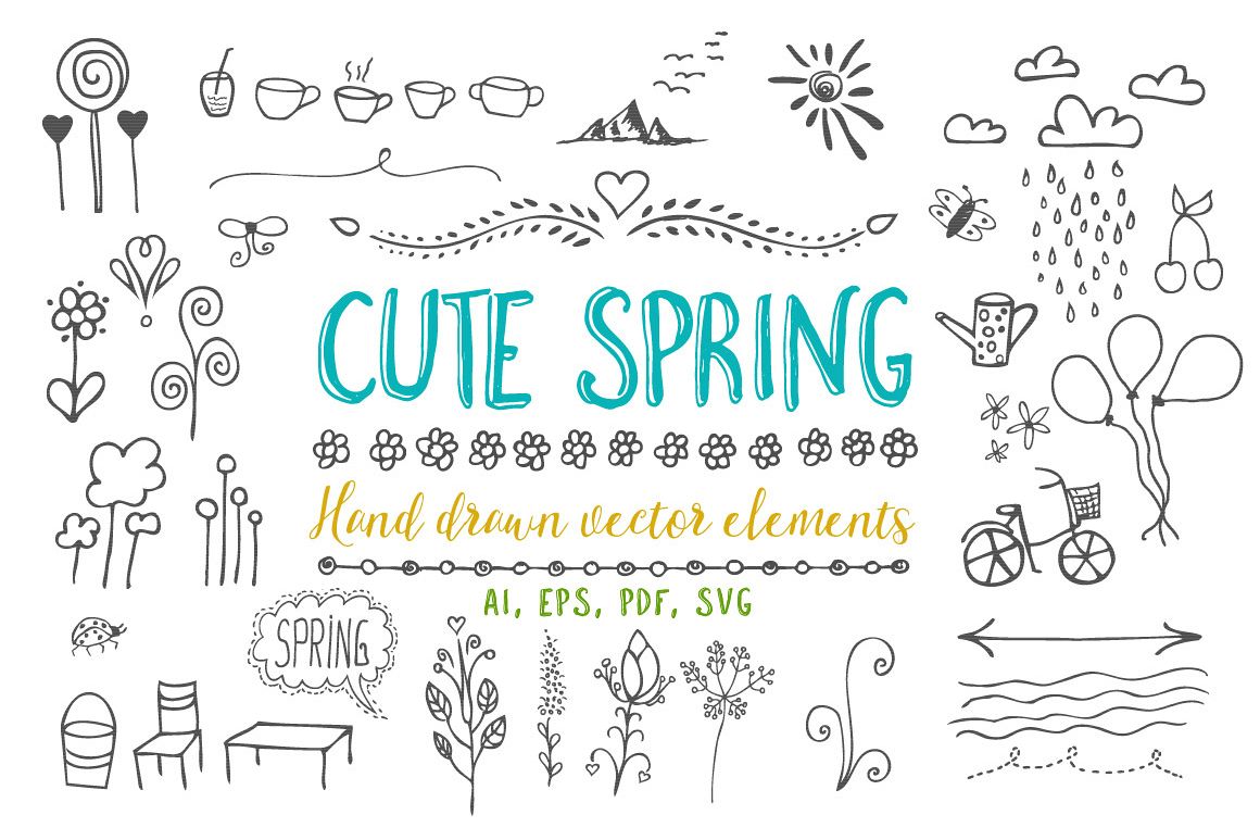 Cute Spring Vector Graphic Elements Part 1160x773 Cute Spring Vector Graphic Elements Part