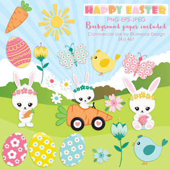 Easter, Spring Vector Clipart And Digital Papers For Commercial Use 350x350 Easter, Spring Vector Clipart And Digital Papers For Commercial Use