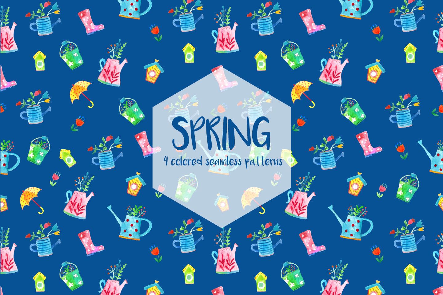 1440x960 Watercolor Spring Vector Free Seamless Pattern