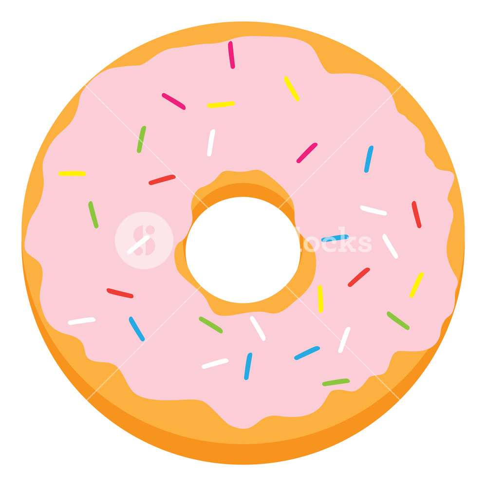 1000x1000 Pink Glazed Ring Donut With Colorful Sprinkles Vector