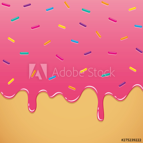 500x500 Sweet Pink Melting Icing With Colorful Sprinkles Vector
