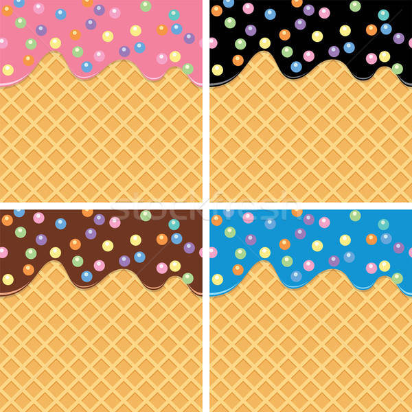 600x600 Vector Seamless Background Of Wafer And Cream With Sprinkles