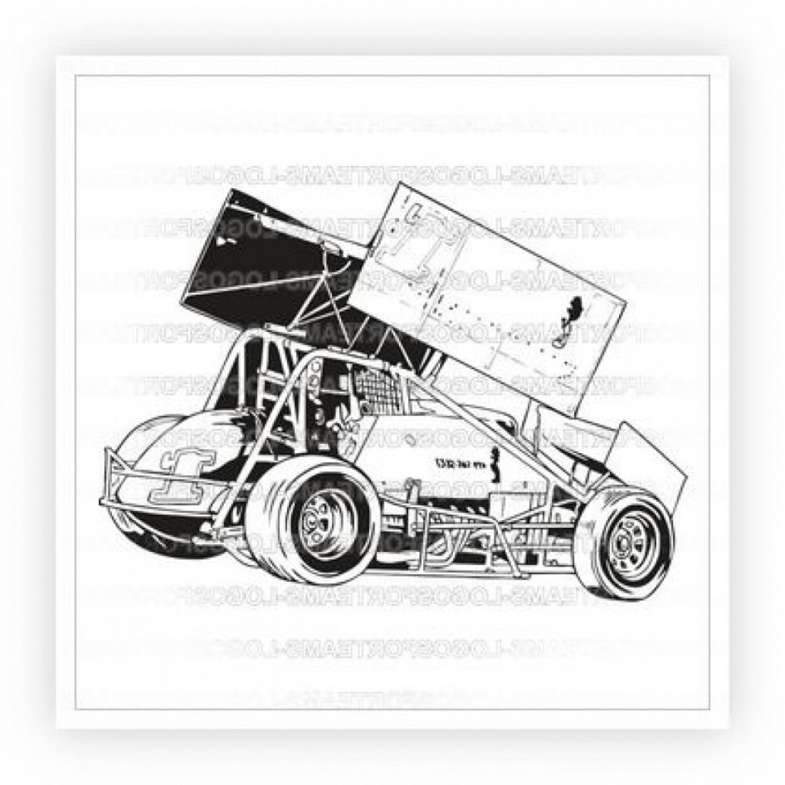 1135x1135 Sports Logo Part Of Black White Sprint Car Race Racing Graphic