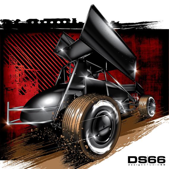 570x570 Sprint Car Illustration Etsy