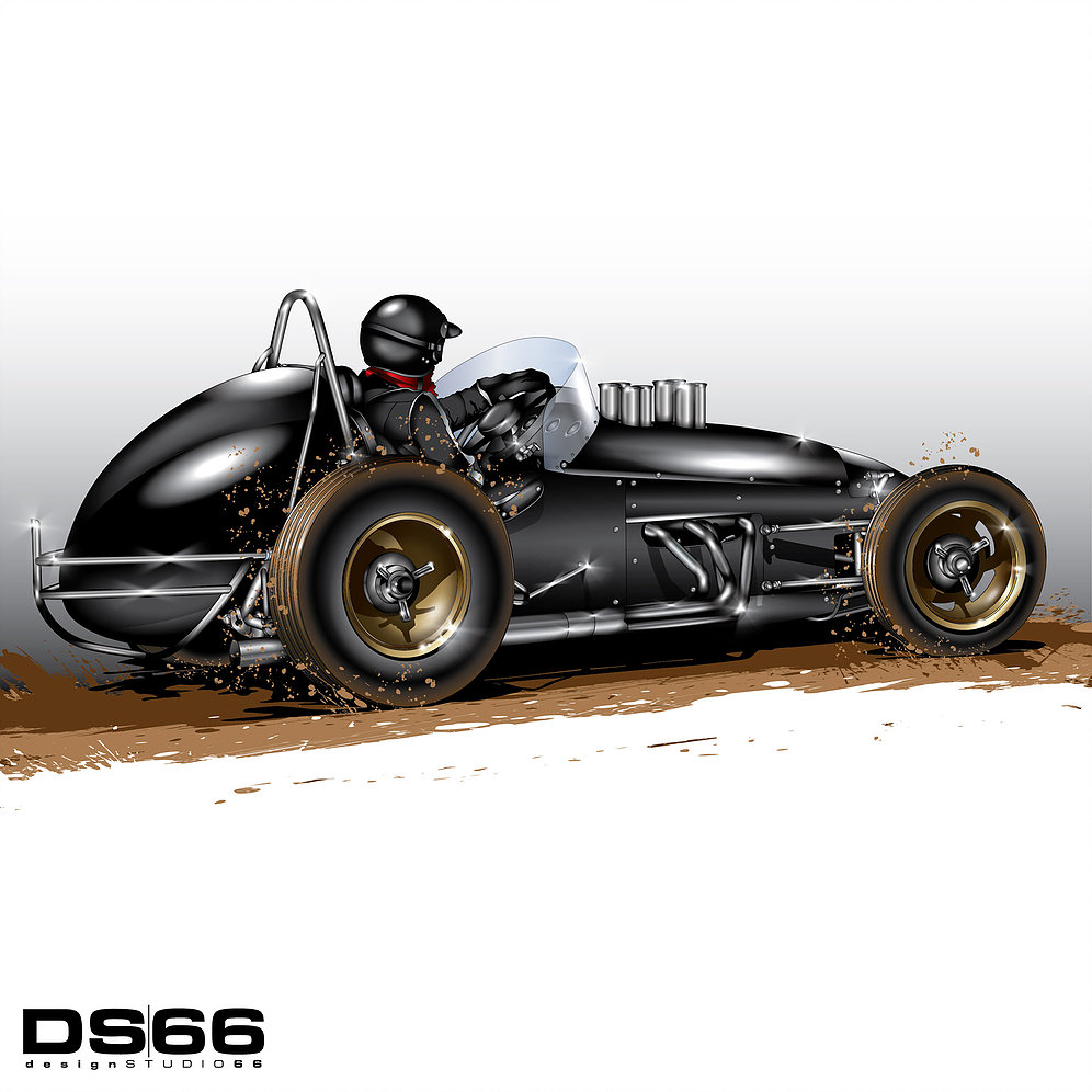 996x996 Vintage Sprint Car Illustration Design Studio