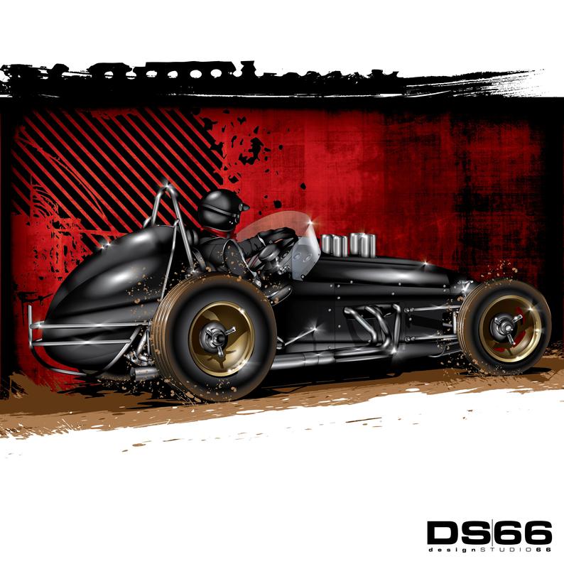 794x794 Vintage Sprint Car Illustration Etsy