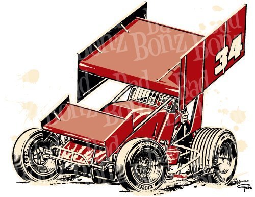 500x386 Winged Outlaw Speedway Sprint Car Bad Bonz Designs
