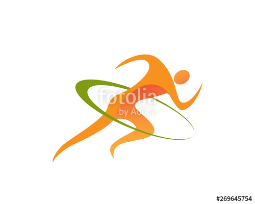 500x400 Passionate Fast Sprint Runner Symbol In Isolated White Background