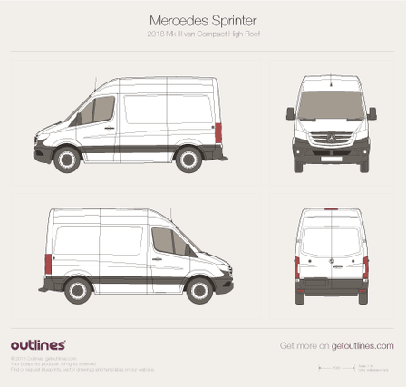 448x427 Mercedes Benz Sprinter Mk Iii Compact High Roof Van Drawings