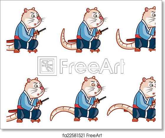 560x470 Free Art Print Of Samurai Mouse Iddle Sprite Vector Illustration