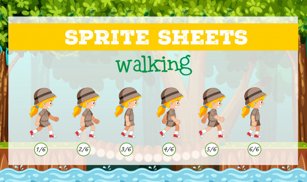 626x373 Sprite Sheets Girl Walking Vector Free Download