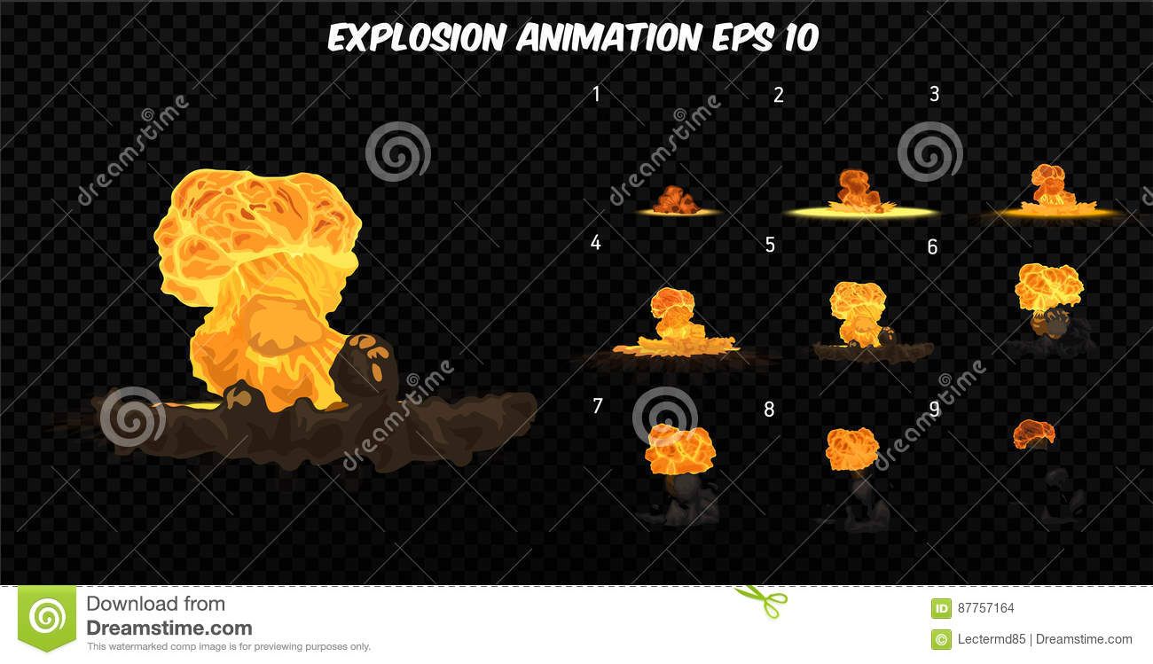 1300x749 Vector Explode Explode Effect Animation With Smoke Cartoon