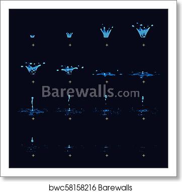 362x382 Cartoon Vector Water Splash With Drops Fx Animation Frames Sprite