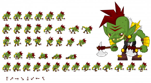 626x344 Green Orc Game Sprite Vector Premium Download
