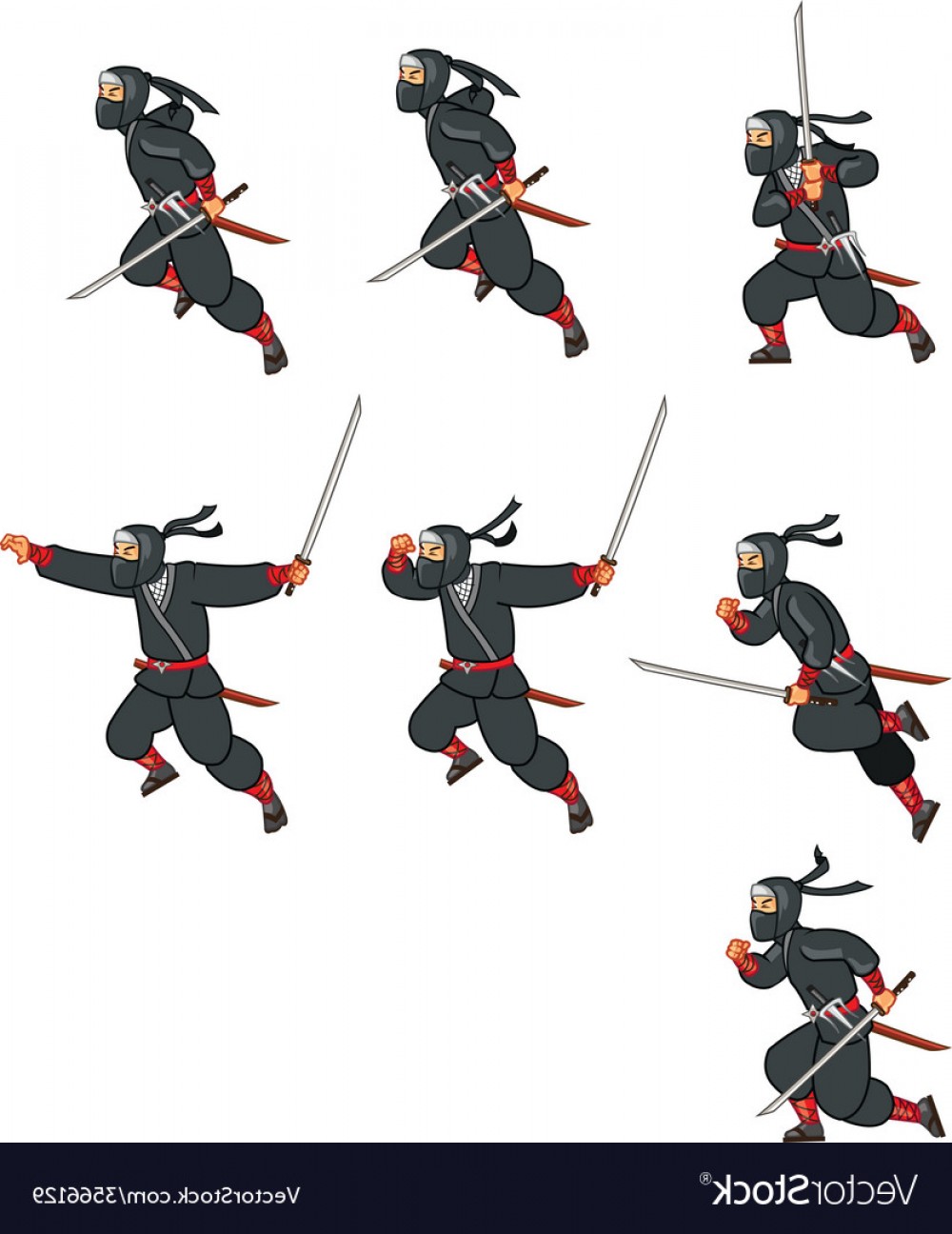 1000x1296 Ninja Jumping Game Sprite Vector Savoyuptown
