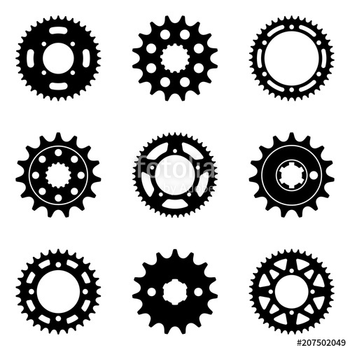 500x500 Sprocket Wheel Icons Set Silhouette Vector Stock Image