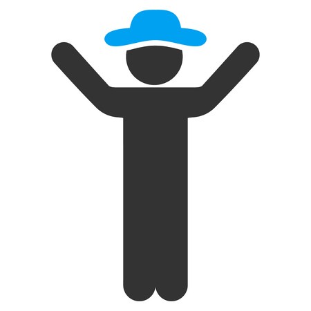 450x450 Hands Up Spy Vector Icon Style Is Bicolor Flat Symbol, Blue
