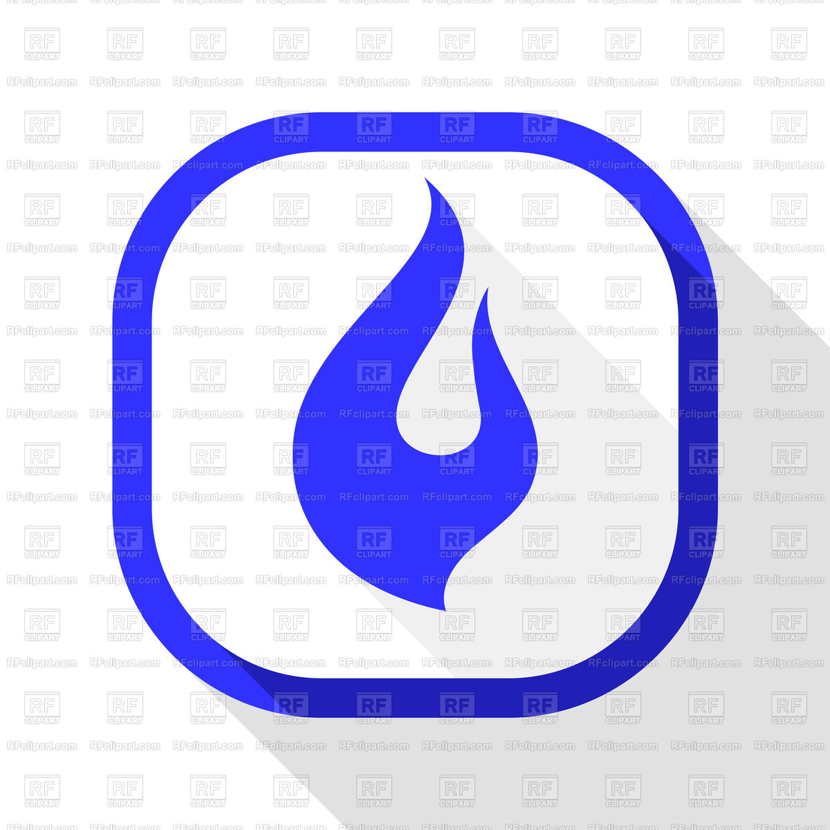 1200x1200 Fire Blue Icon With Shadow On A Rounded Square Button Vector Image