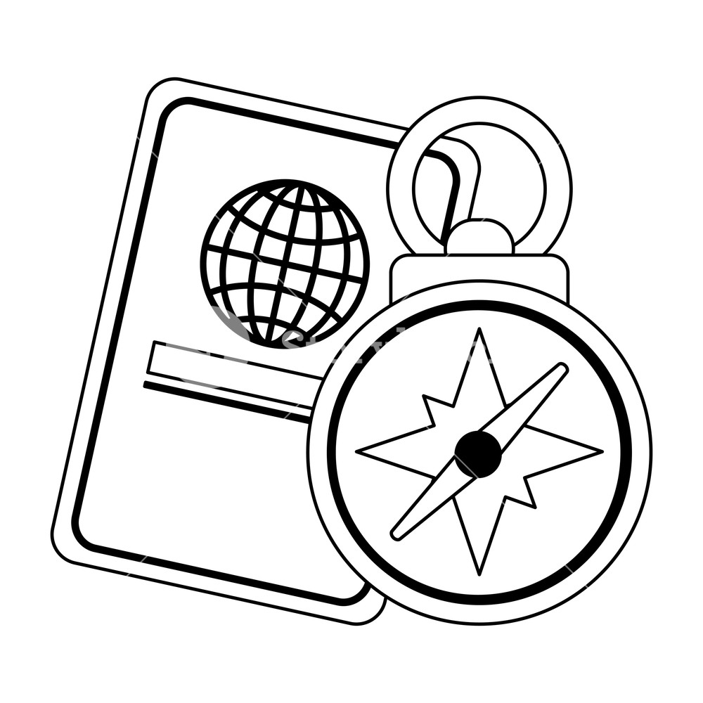 1000x1000 Passport And Navigation Compass Vector Illustration Graphic Design