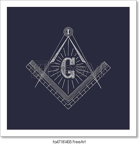 561x581 Free Art Print Of Masonic Square And Compass Symbols Hand Drawn