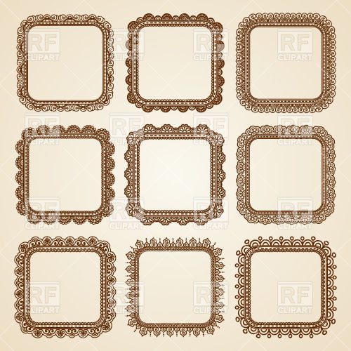 500x500 Classic And Vintage Square Frames With Laced Border Vector Image