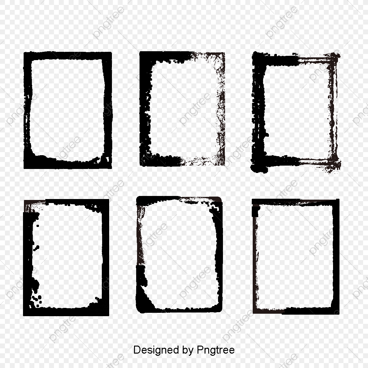 1200x1200 Ink Border Vector Element, Black Ink Strokes, Ink Marks, Brush Png