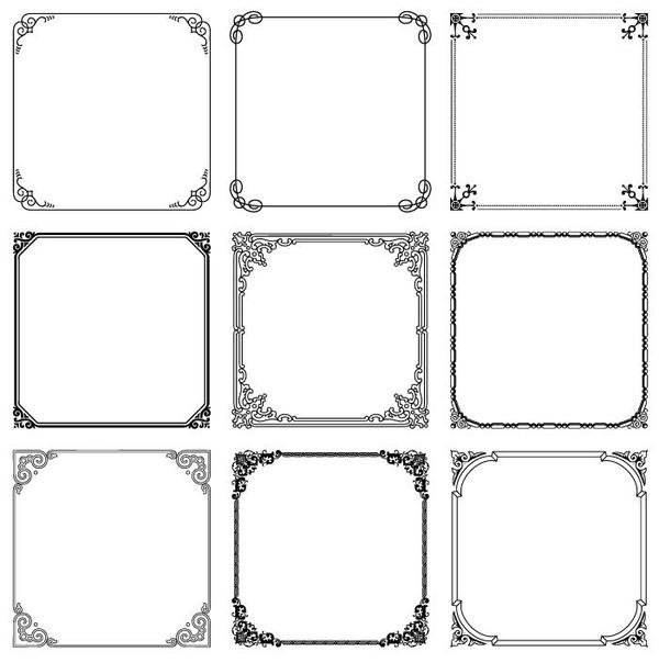 600x604 Floral Square Frames Vector Free Download