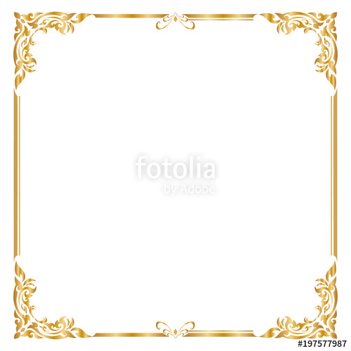 500x500 Frame And Borders, Square Frame, Golden Frame, Vector Illustration
