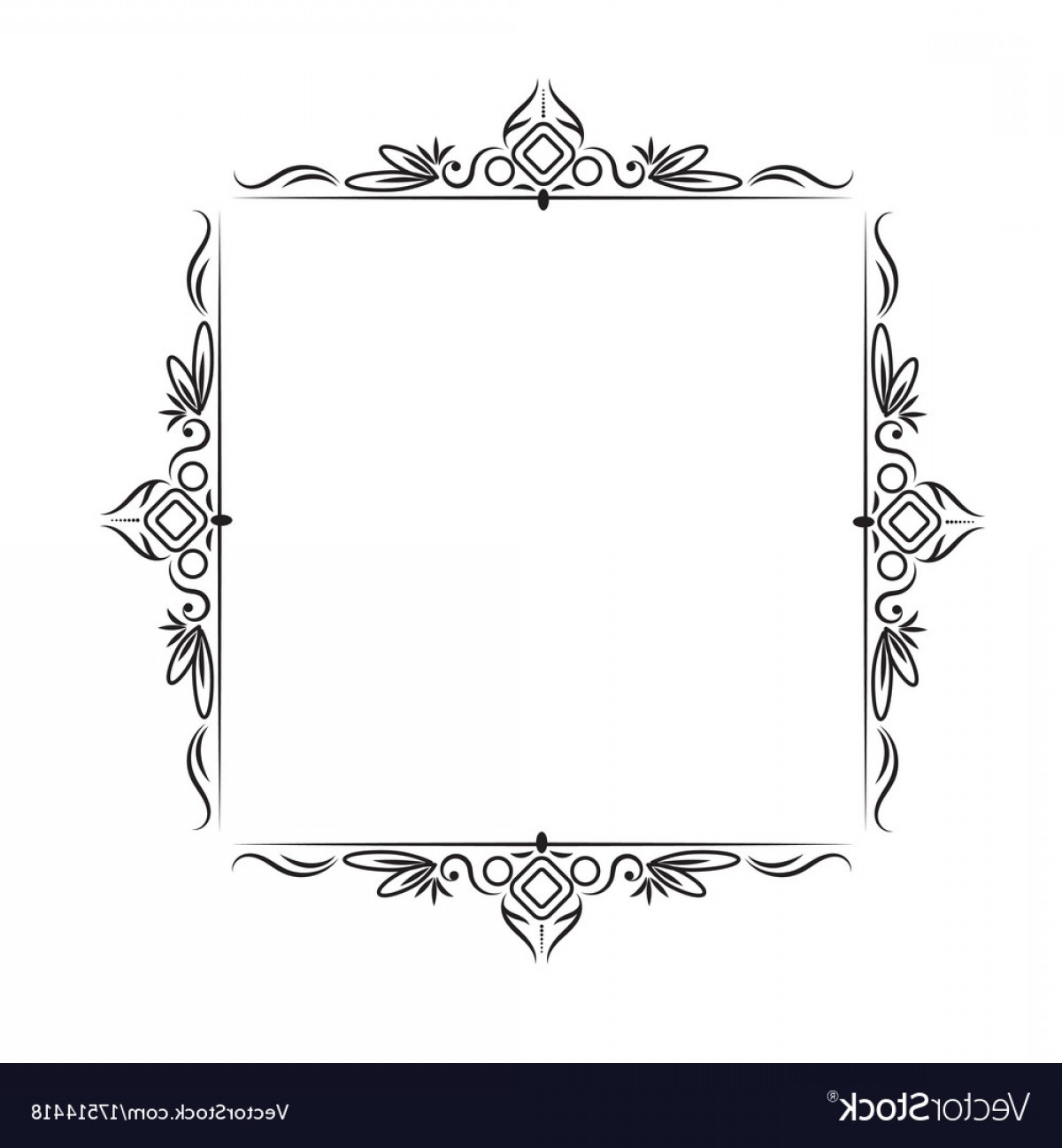 1200x1296 Black Classic Vintage Square Frame Vector Handandbeak