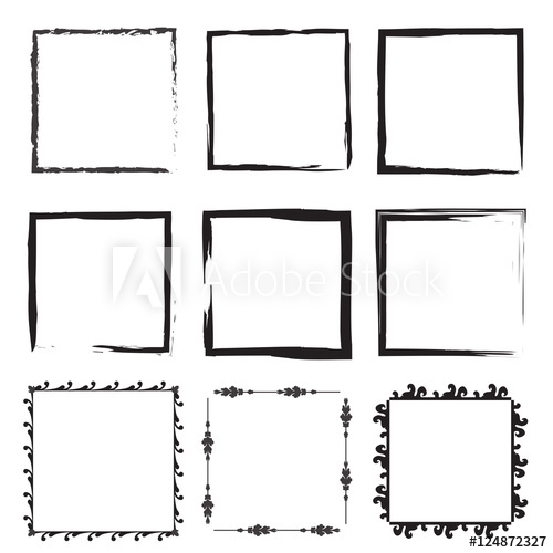 500x500 Set Of Empty Scribble Square Frame, Vector Design Elements