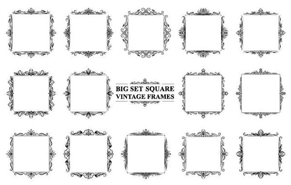 600x381 Square Vintage Frames Vector Set Free Download