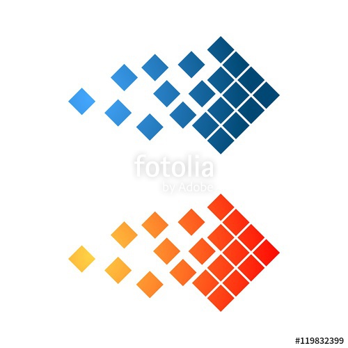 500x500 Blue Orange Pixel Square Logo Template Stock Image And Royalty