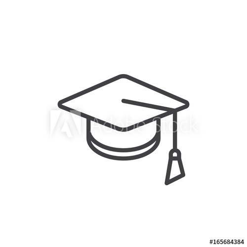 500x500 Square Academic Cap Line Icon, Outline Vector Sign, Linear Style